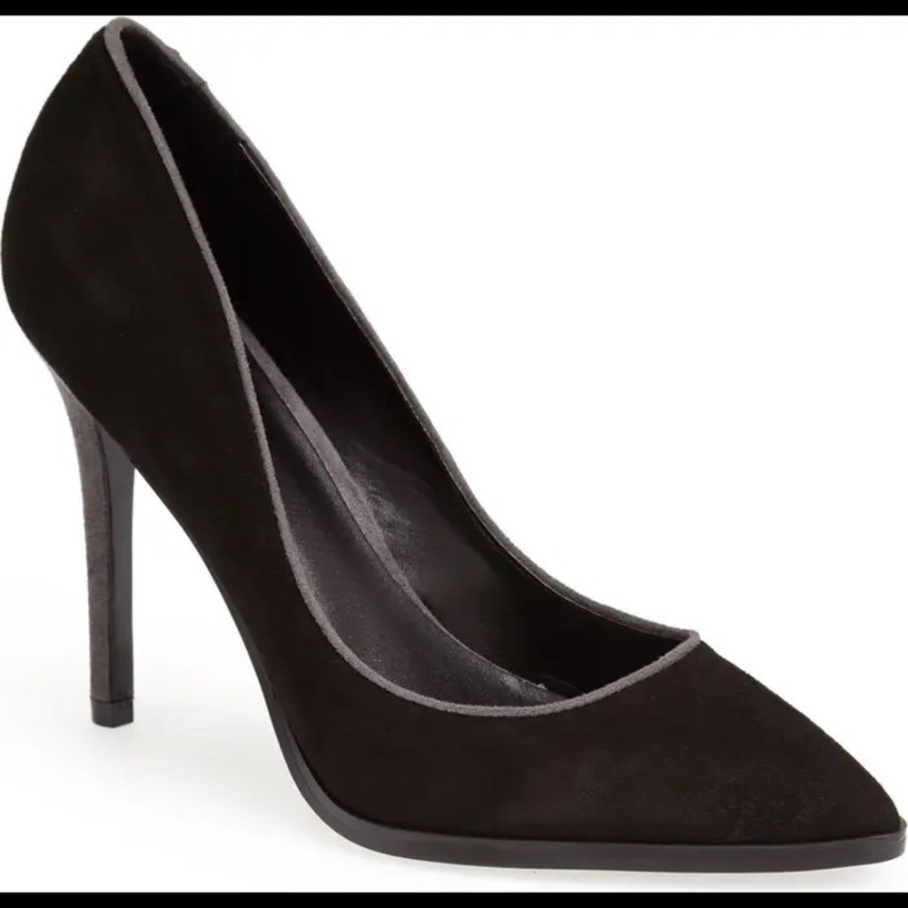 Charles David black suede pointy pumps heels shoes